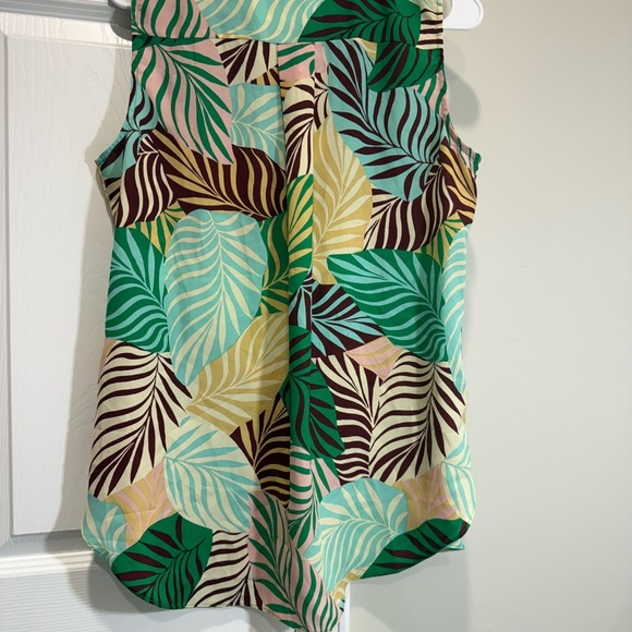 MELANIE LYNE Vibrant Sleeveless Palm Print Blouse Shirt Sz  8 - Picture 9 of 14